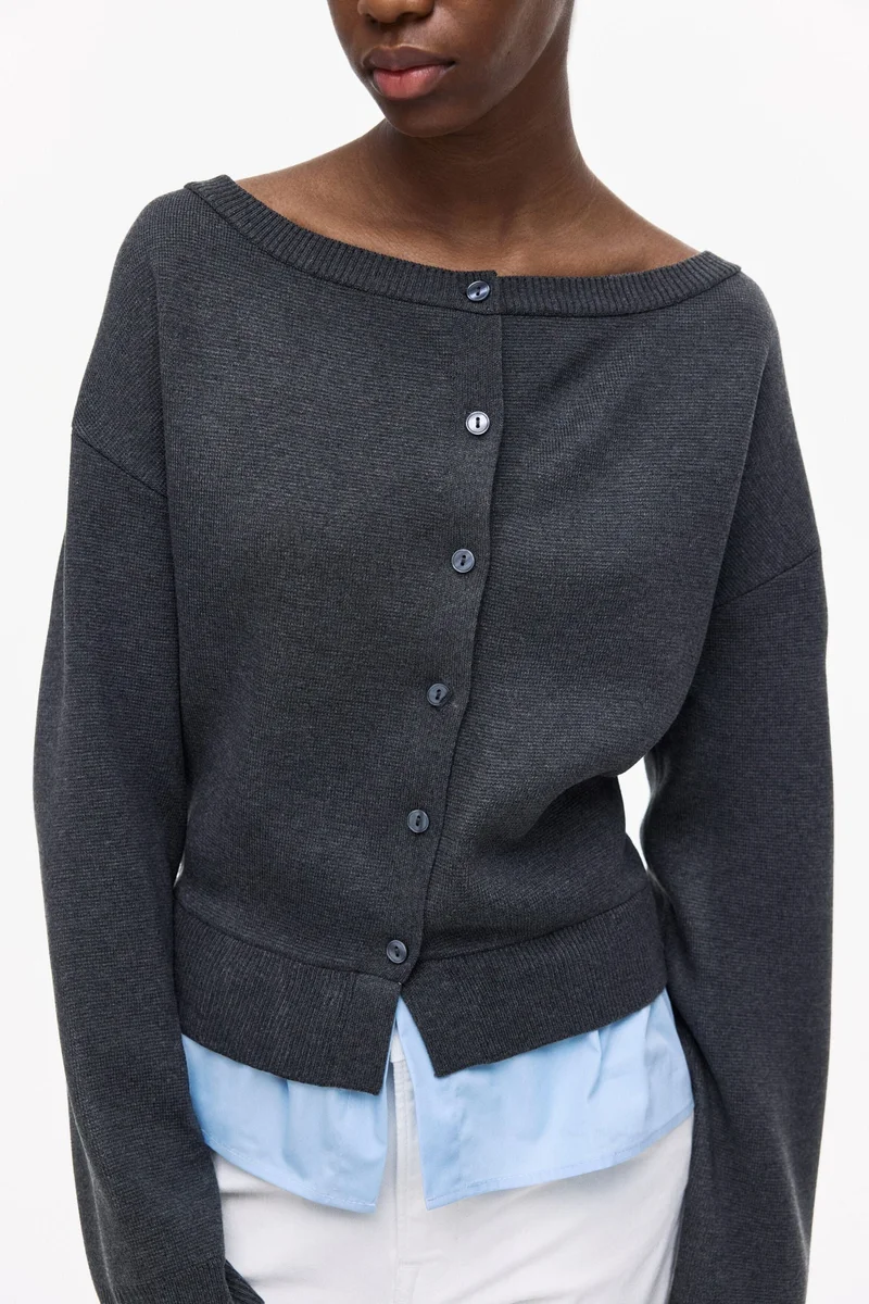 اتش اند ام كارديغان متعدد الطبقات بتصميم مكشوف الكتفين